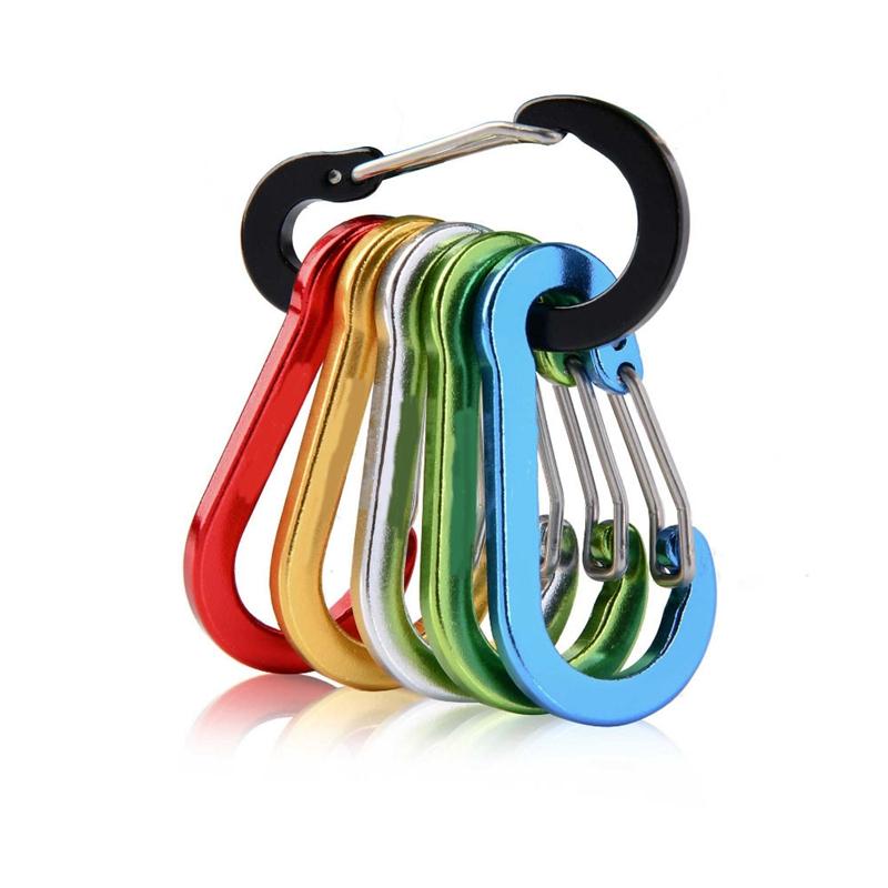 6Pcs Aluminum Alloy Carabiner Keychain Outdoor Camping Climbing Snap Clip Lock Buckle Hook Fishing Accessories Set