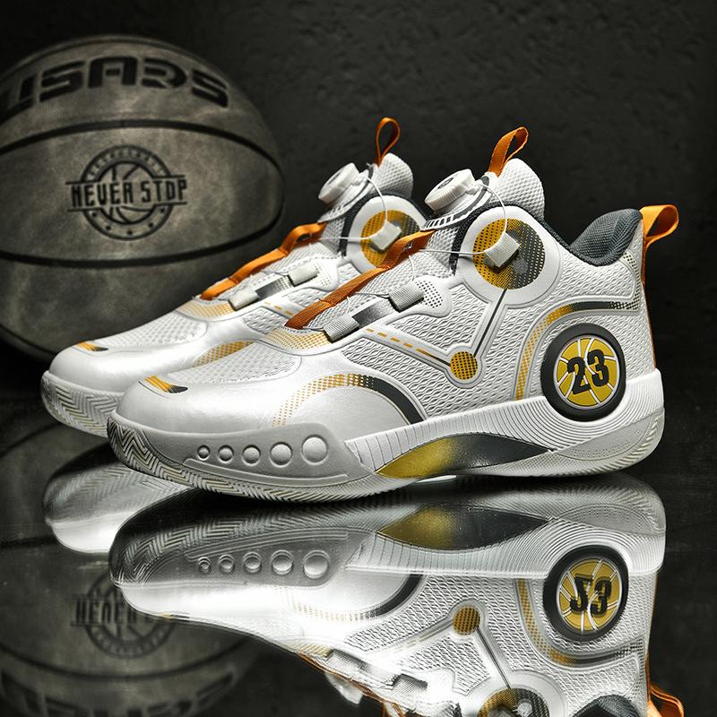 

Children s rotating button basketball shoes Children s 2025 new leather student professional sports training shoes Parent-child basketball 45