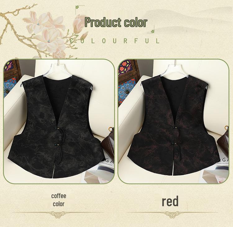 Vintage Chinese Style Short Vest with Jacquard Frog Buttons - Versatile Summer Shawl Outerwear