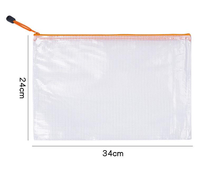 3pc Thickened Transparent Document Bag A4 Official Document Bag Mesh Zipper Bag, Large Capacity A4 File Bag, Waterproof File Bag