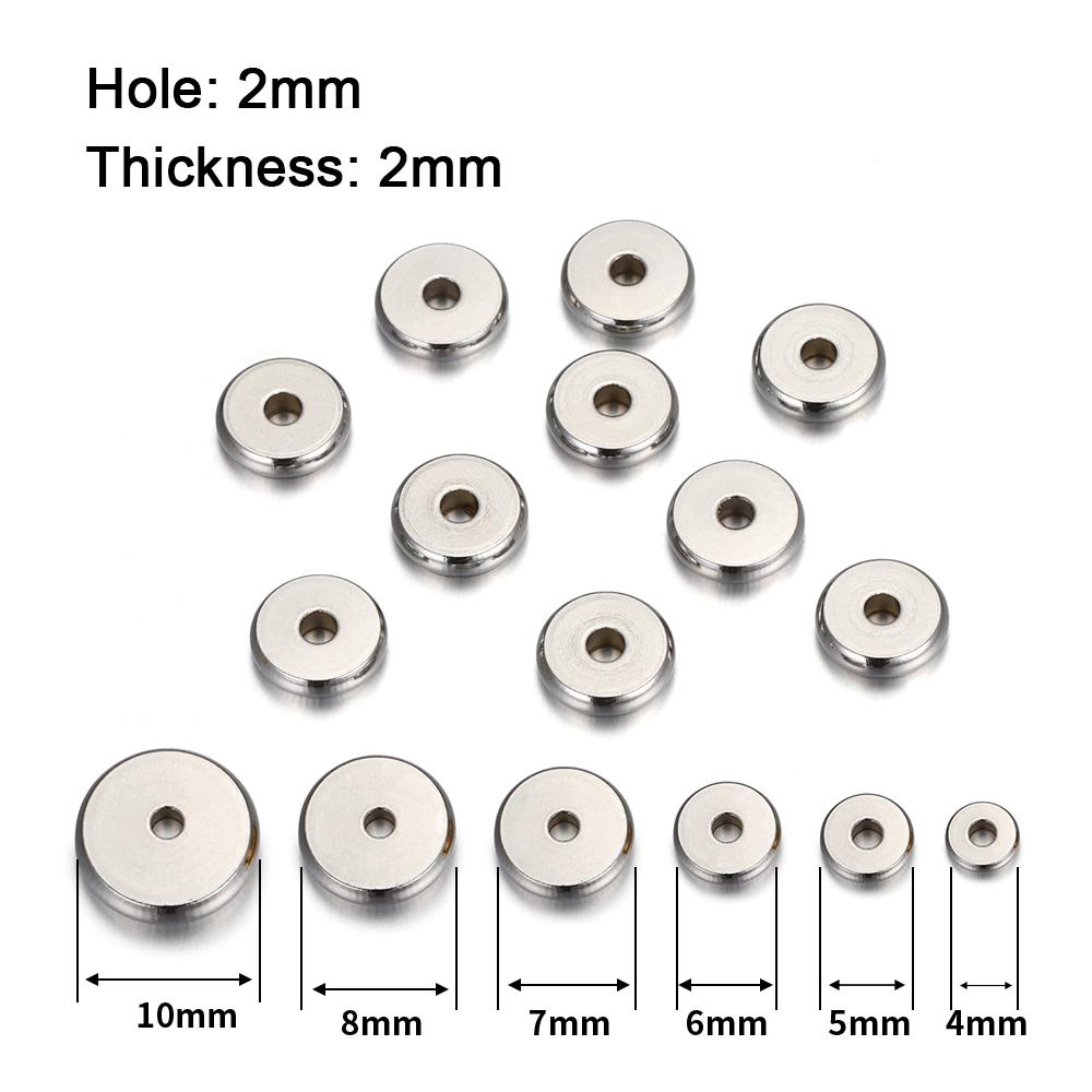 20pcs 4-10mm Gold Stainless Steel Flat Round Bead Loose Spacer Beads for DIY Bracelet Necklace Jewelry Making Wholesale