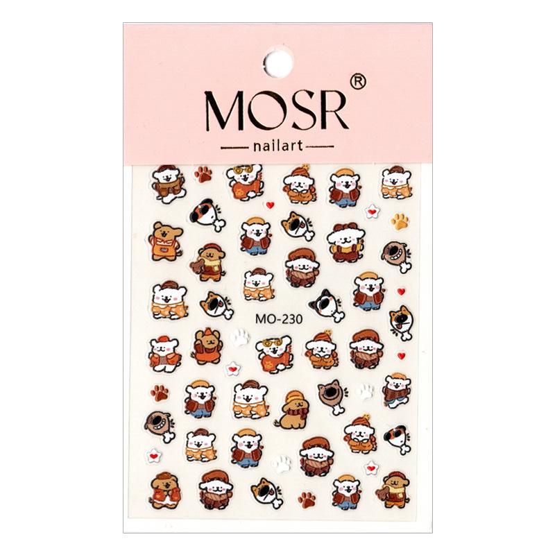 3D Embossed Nail Stickers - Cute Bear, Tulip, Rabbit, Small Flowers Decals