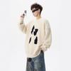 American cartoon puppy pullover sweater men's winter mohair crew neck knitted sweater lazy casual couple inside