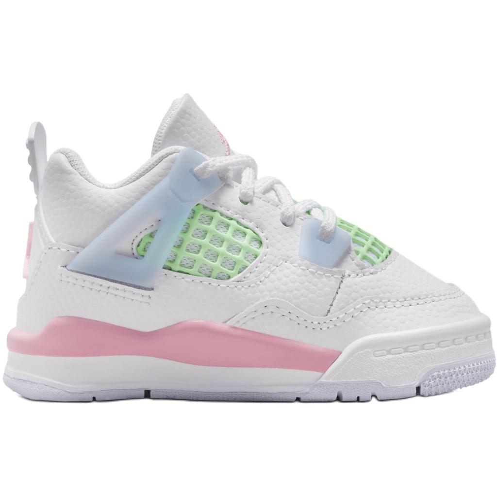 Air Jordan 4 Retro TD Valentines Day Kids Sneakers White Medium-Soft-Pink Half-Blue IB7070-100