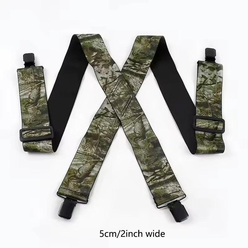 Heavy Duty Work Suspenders for Men X-Back Gripper Clasps Adjustable Strap Fully Elastic Adult Widen Men's Suspender