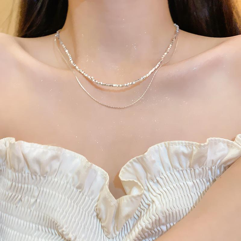 Light Luxury Niche Titanium Steel Necklace Women's Senior Design Sense Zircon Bow Clavicle Chain Neck Chain
