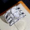 Trends 3Pcs Set Wedding Rings for Women Full Bling Iced Out Cubic Zirconia Crystal Rings Engage Fashion Luxury Jewelry