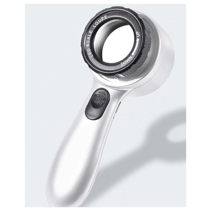 ABUL-Precision 30X Magnifying Glass With LED Lights, Scale For Jewelry, Rechargeable Handheld Design With 4 Light Modes