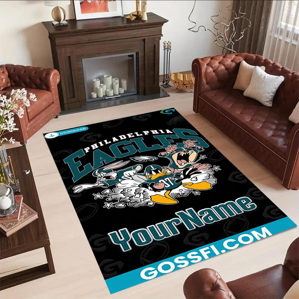 Philadelphia Eagles Customizable Name Area Rug Perfect For Outdoor Living Rooms Study Room Hallway Antislip Rug Decorate Offices