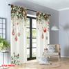 2pcs 2D flat printing Christmas Party Curtains Christmas Wreath Red Baubles Digital Printed Polyester Drapes Festive Wall Decor