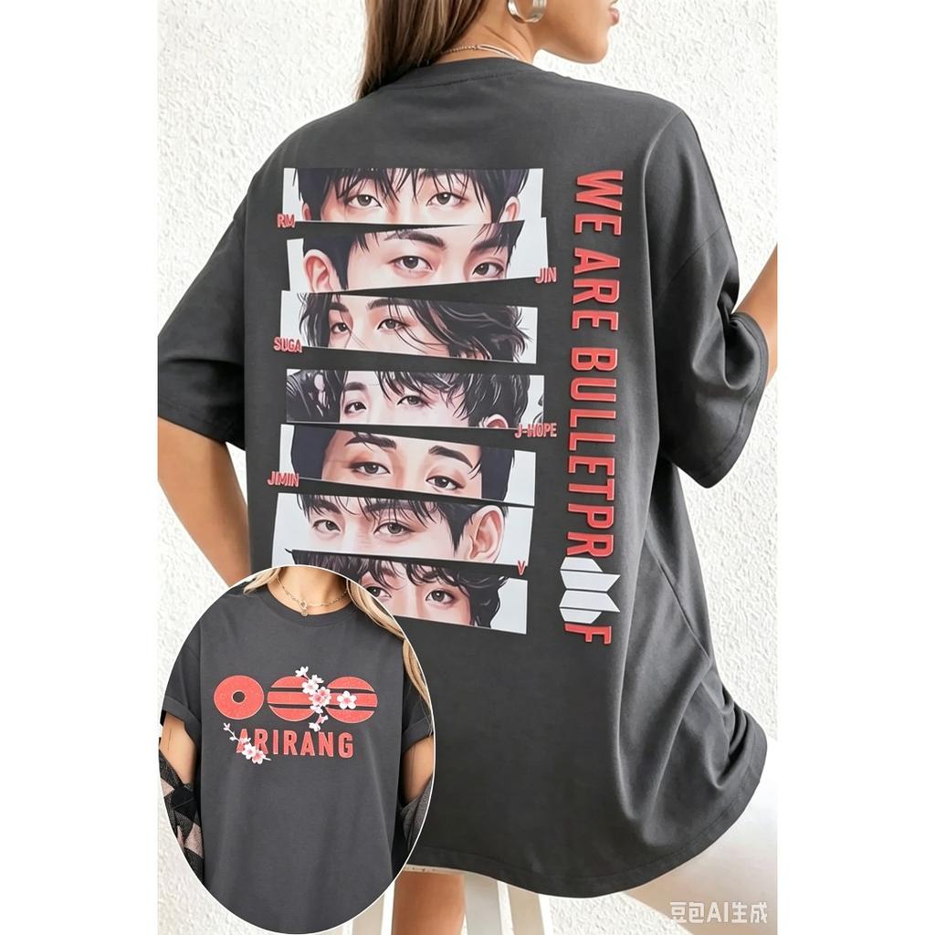 BTS Arirang Fans T-shirt Women Men Kpop Graphic Short Sleeve Streetwear Y2k Oversized Casual Loose High Quality Top Female Male Clothing