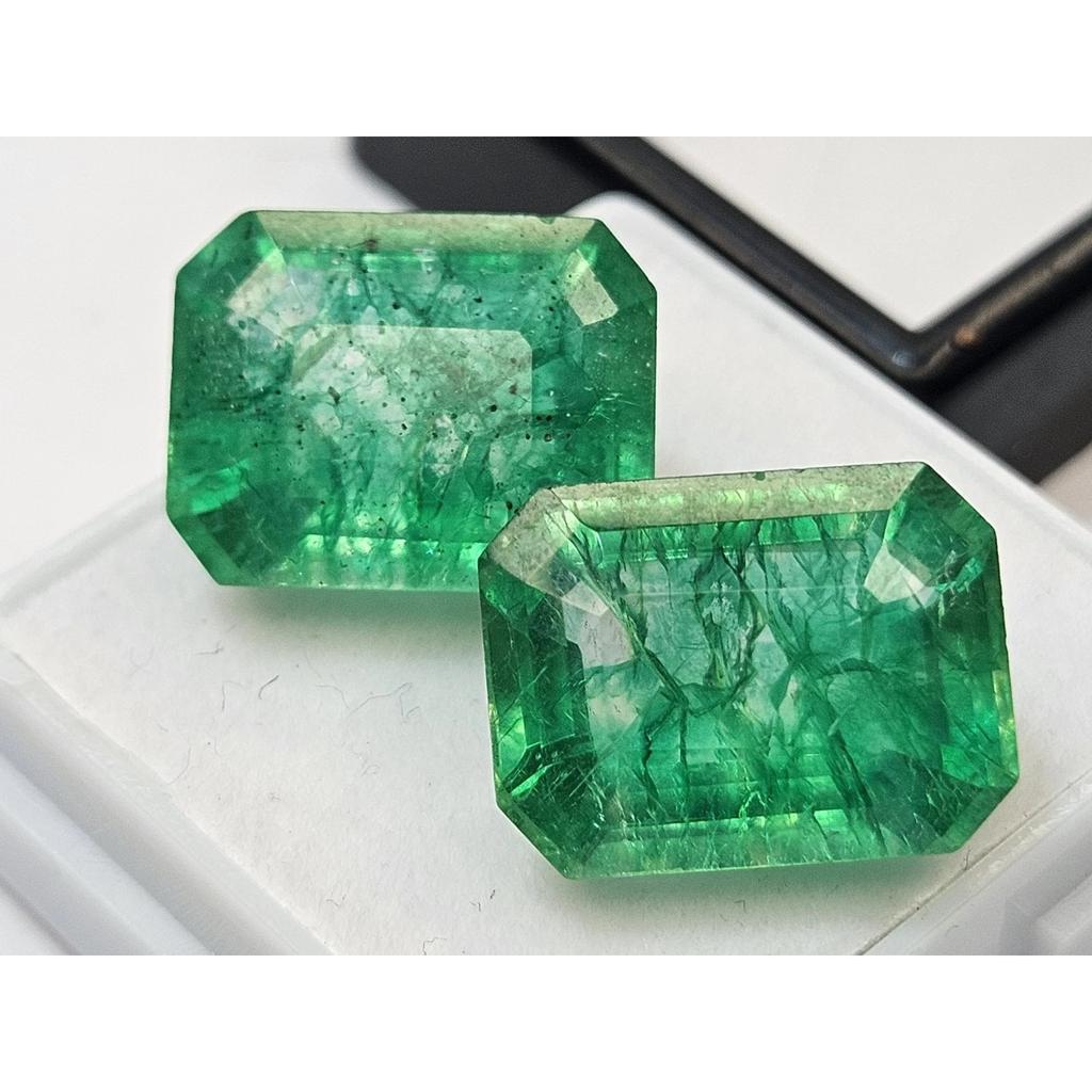 Emerald Green Colombian 17-18 Ct Emerald Cut Pair Certified Fabulous Gemstone