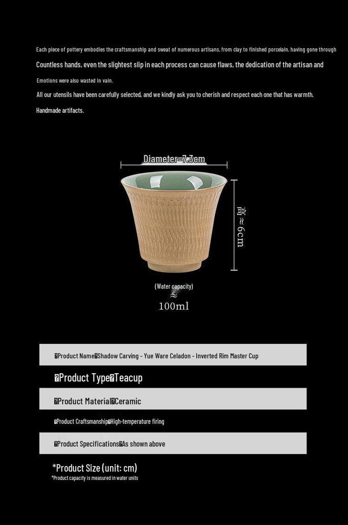 Guanlan Yue Celadon Four Beauties Tea Cup: Ceramic Shadow Carved Personal Tasting Cup