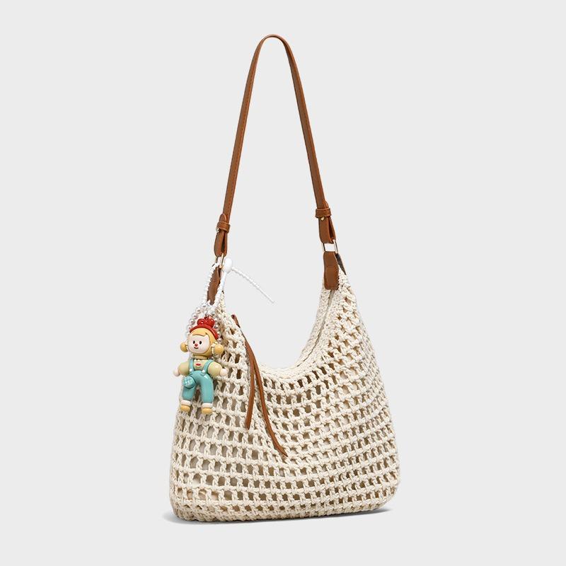 Handwoven bag women's new casual commuter shoulder bag seaside vacation crossbody beach bag
