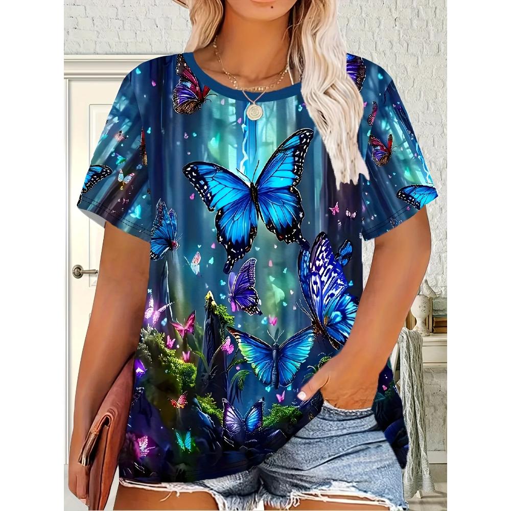 Comfortable Printed Women s Short Sleeve Fashion Versatile Top Simple Daily T-Shirts Women’s S