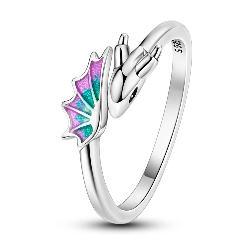 New S925 Sterling Silver Ring Women Eternal Love Dewdrop Stone Glow-in-The-Dark Firefly Ring Fashion Engagement Wedding Jewelry