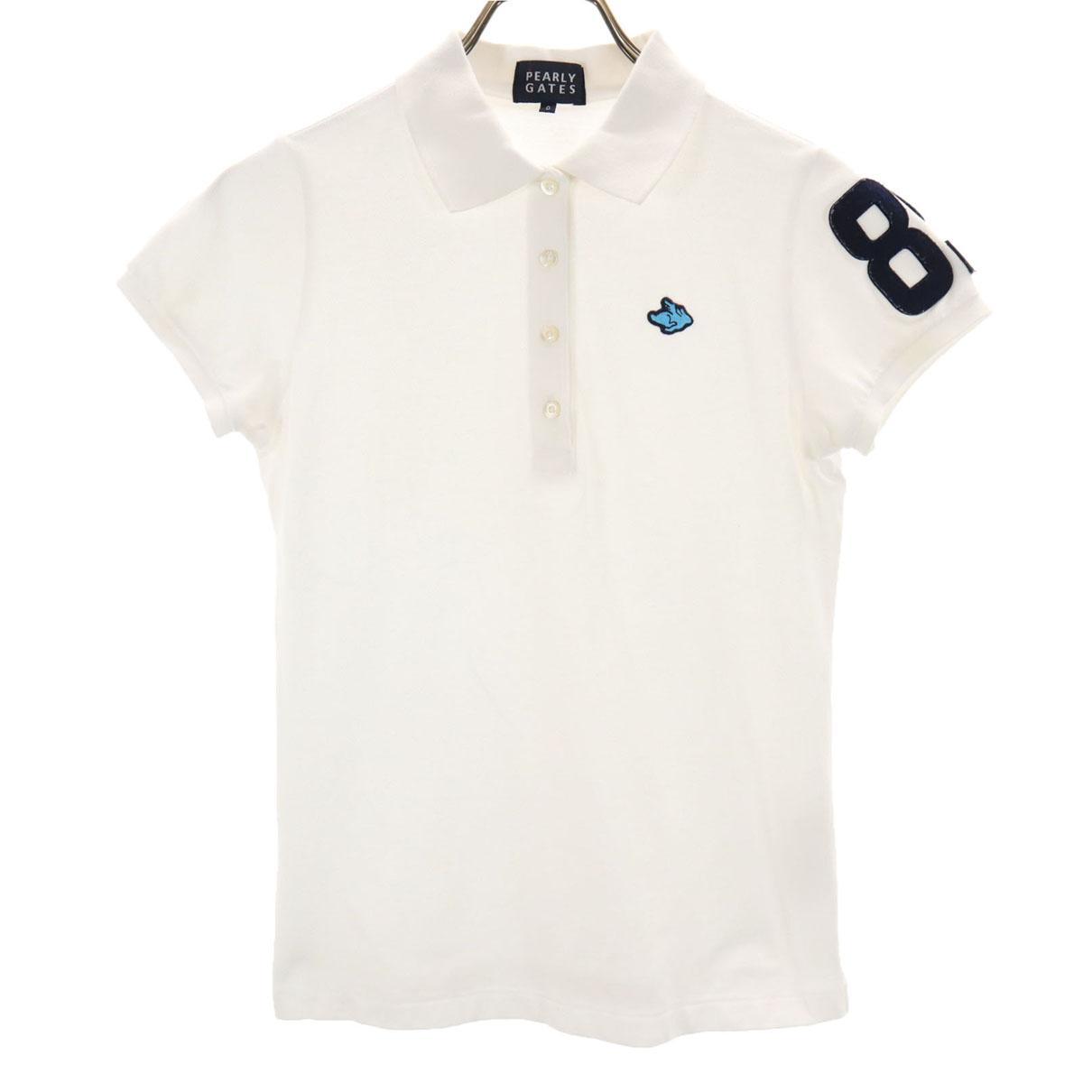 

PEARLY GATES сделано в Японии гольф Футболка поло с коротким рукавом белая Палевый Женская Б/У