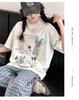 Girls' short sleeved T-shirt and long pants set for summer 2026, new trendy children's fashion, girls' checkered pants for summer wear