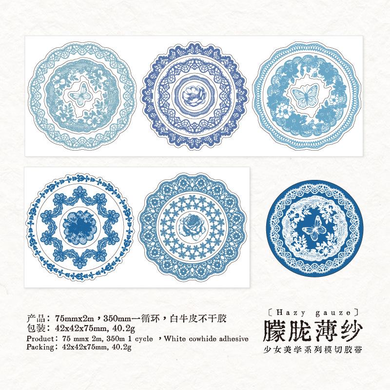 7.5cm×200cm Tape Girl Aesthetics Series Retro Lace Border Hand Account Decoration Materials Reusable Stickers