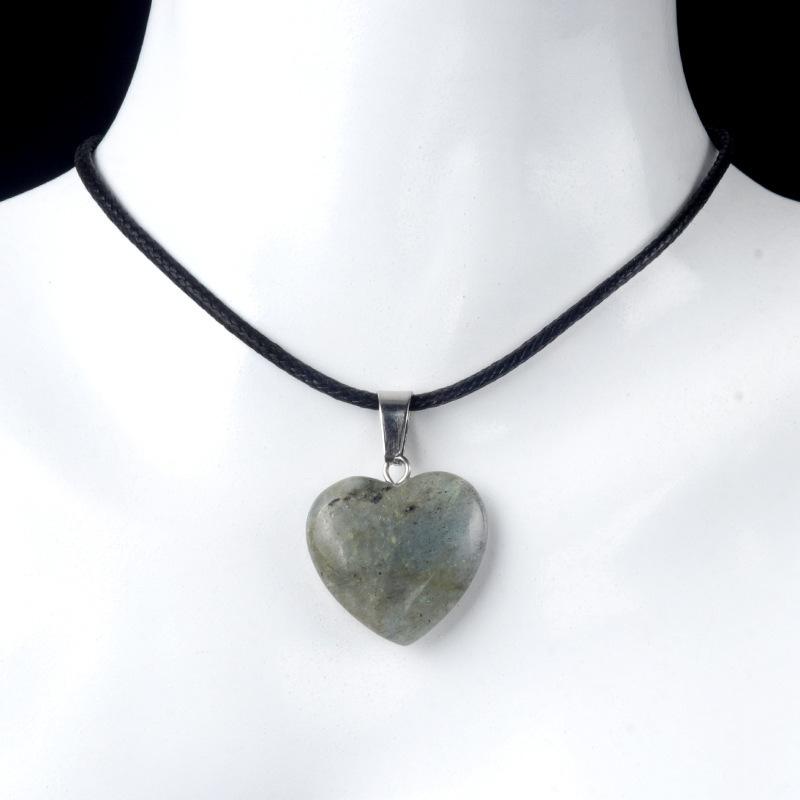 1 Stück Naturstein Herzform Anhänger Kristall Amethyste Heilkristall Halskette Damen Charme Herren Schmuck