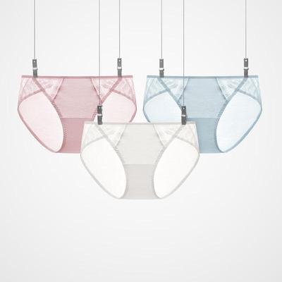 Slip a vita media antibatterici in modal e pizzo da donna 303A (3-Pack)