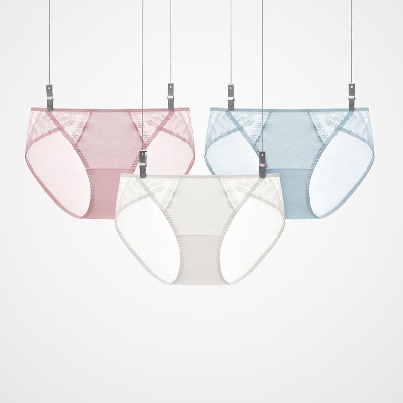 Beneath 303A Women's Lace Modal Antibacterial Mid-Waist Briefs (3-Pack)