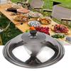 Wok Lids Pot Cover Cooking Utensils Glass Construction Lid Pot Cover Silver Stainless Steel Kitchen Supplies 1PC