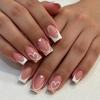 24 Pieces Of Manicure French Lines Love Temperament Gentle And Versatile Medium And Long Square Wearing Armor