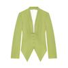 Womens Single-Breasted V-Neck Long Sleeve Blouse Pleated Chest Mid-Length Casual Blazer 2026 Fall