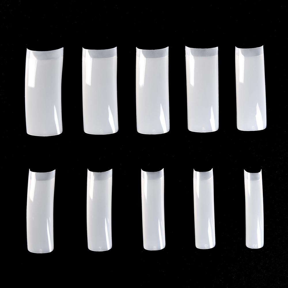 kads 500pcs Long Square Half Cover False Nail Tips No-Crease White Nature Clear 10 Sizes Nail Art Tools Manicure Fake Nails