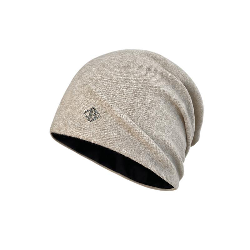 Solid Color Fashionable Pile Up Hat With Letter Decoration For Outdoor Daily