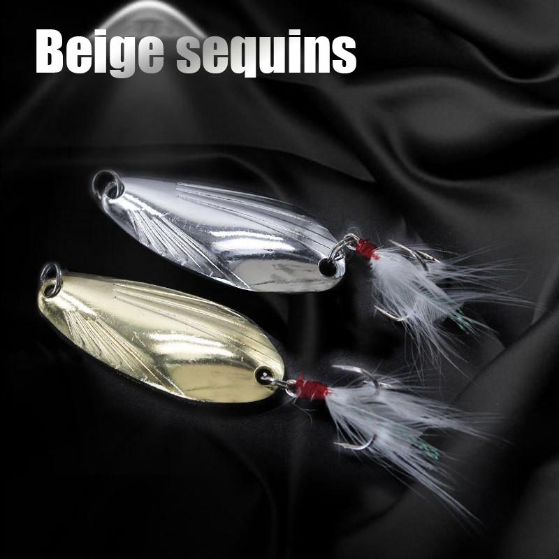 5G-12G Gold Silver Shell Pattern Sequins With Red Heart Flakes And Feather Three Hook Fake Bait Hard Bait Road Subbait