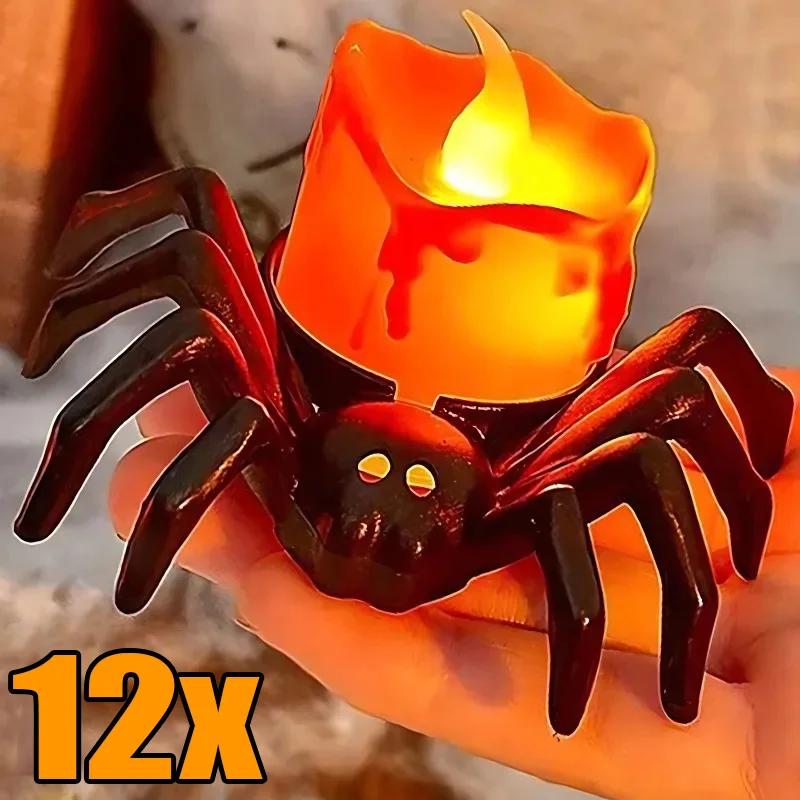 122Pcs Led Spider Candle Light Lamp Flickering Flameless Battery Lights Flashing Electric Candles Halloween Party Decoration