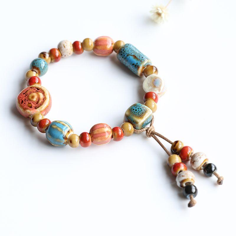 Retro Ceramic Tassel Bracelet Jingdezhen Beaded
