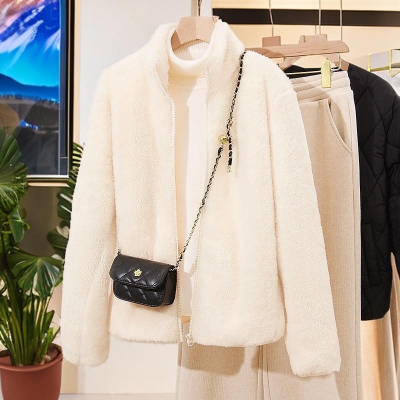 Fleece jacket, fleece thickened double-sided fleece jacket, women's new fleece jacket, women's cardigan, hooded thermal top