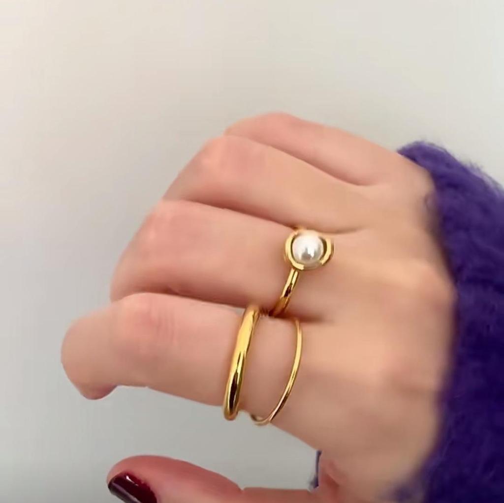 Minimalistischer doppelreihiger unregelmäßiger 18K Gold-plattierter Ring – Retro Trendiger Stil für Damen, Europäische & Amerikanische Mode