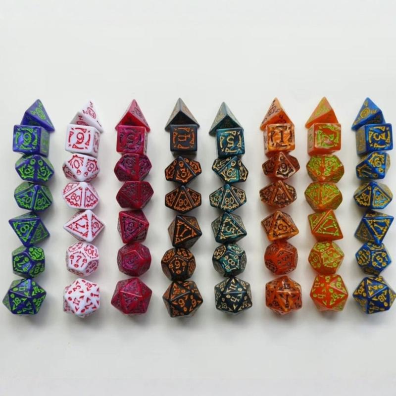 7Pcs Desktop Entertainment Acrylic Different Number of Face Dices Educational Digital Number Dices Various Shape Dices