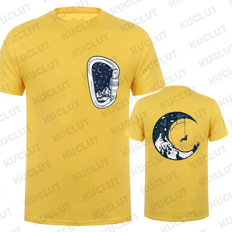 Men T-shirts Summer Casual Tees Mountain Duplex Printing Round Neck Short Sleeve Y2k Tops Rock Climbing Male Oversized Clothing