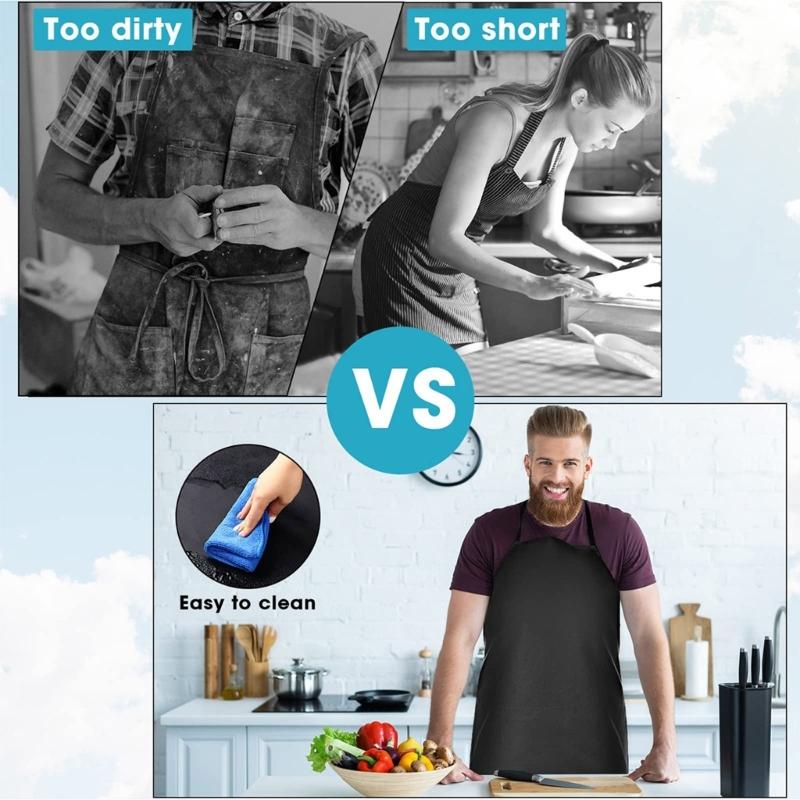 Pu Leather Apron Extra Long Grilling Apron Work Aprons for DishWashing,Cleaning Fish,Gardening,Butcher Dog Grooming