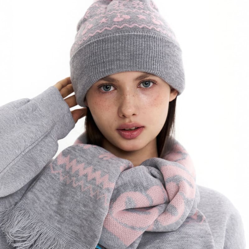 

KIRSH Jacquard Knit Pom Pom Beanie [Melange Gray] F