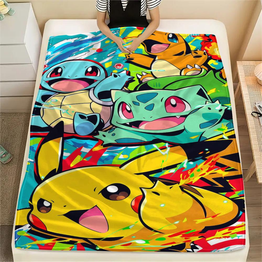 Pikachu Cozy Printed Flannel Blanket for Home Bed Sofa Travel Picnic Use.-TING
