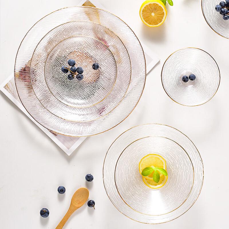 Ruhan Japanese Gold Rim Glass Plate