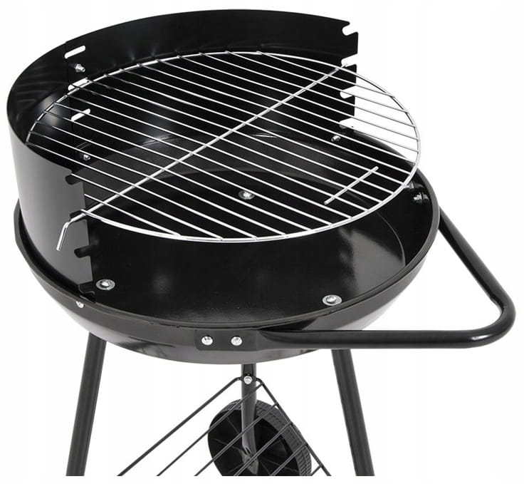 Grill ogrodowy półotwarty czarny Ruszt 37cm mobilny stalowy grill na węgiel
