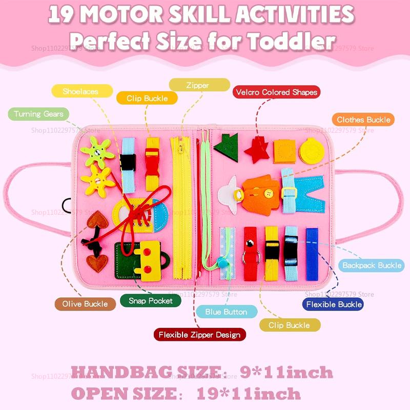 2025 New Montessori Toddler Busy Board Educational Activity for Basic Dress Motor Skills Sensory Baby Learning Toys for Travel