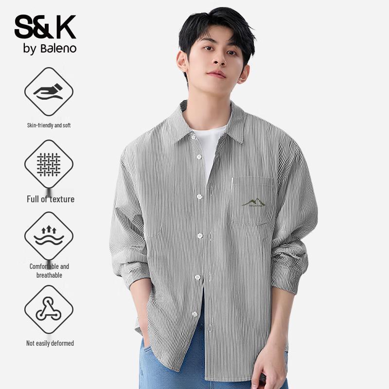 Baleno S&K Series Men s Oxford Stripe Long-Sleeve Shirt 3XL