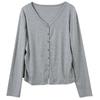 Women's Plus Size V-Neck Long Sleeve T-Shirt Cardigan