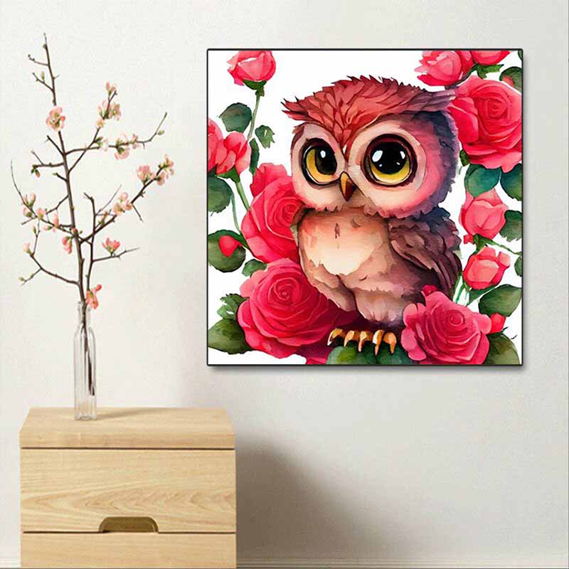 New Arrival 5D DIY Full Circle Diamond Painting "Painted Owl" Embroidery Cross Stitch Home Decor Gift