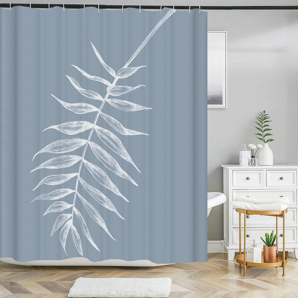 High Quality Leaves Fabric Shower Curtain Waterproof Plant Flower leaf Bath Curtains for Bathroom Decorate with Hooks