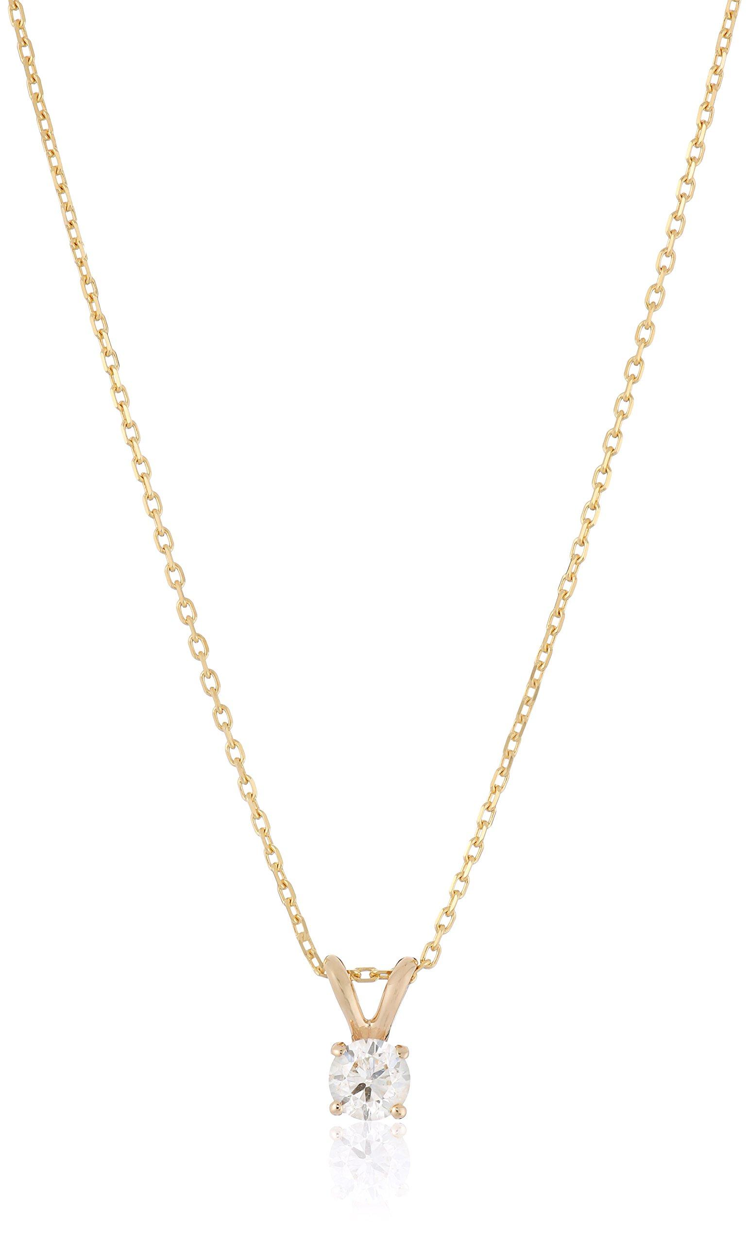 

14k yellow gold round cut diamond necklace PDYGRD14K33KL (0.3ct K-L color, I1-I2 clarity) жовтий