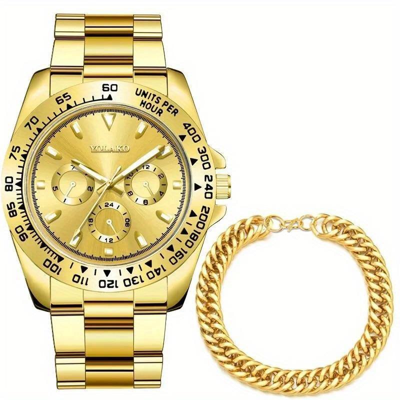 Mode Herren Edelstahl Uhren Luxus Gold Quarz Armbanduhr Kalender Uhr Männer Business Casual Uhr Armband